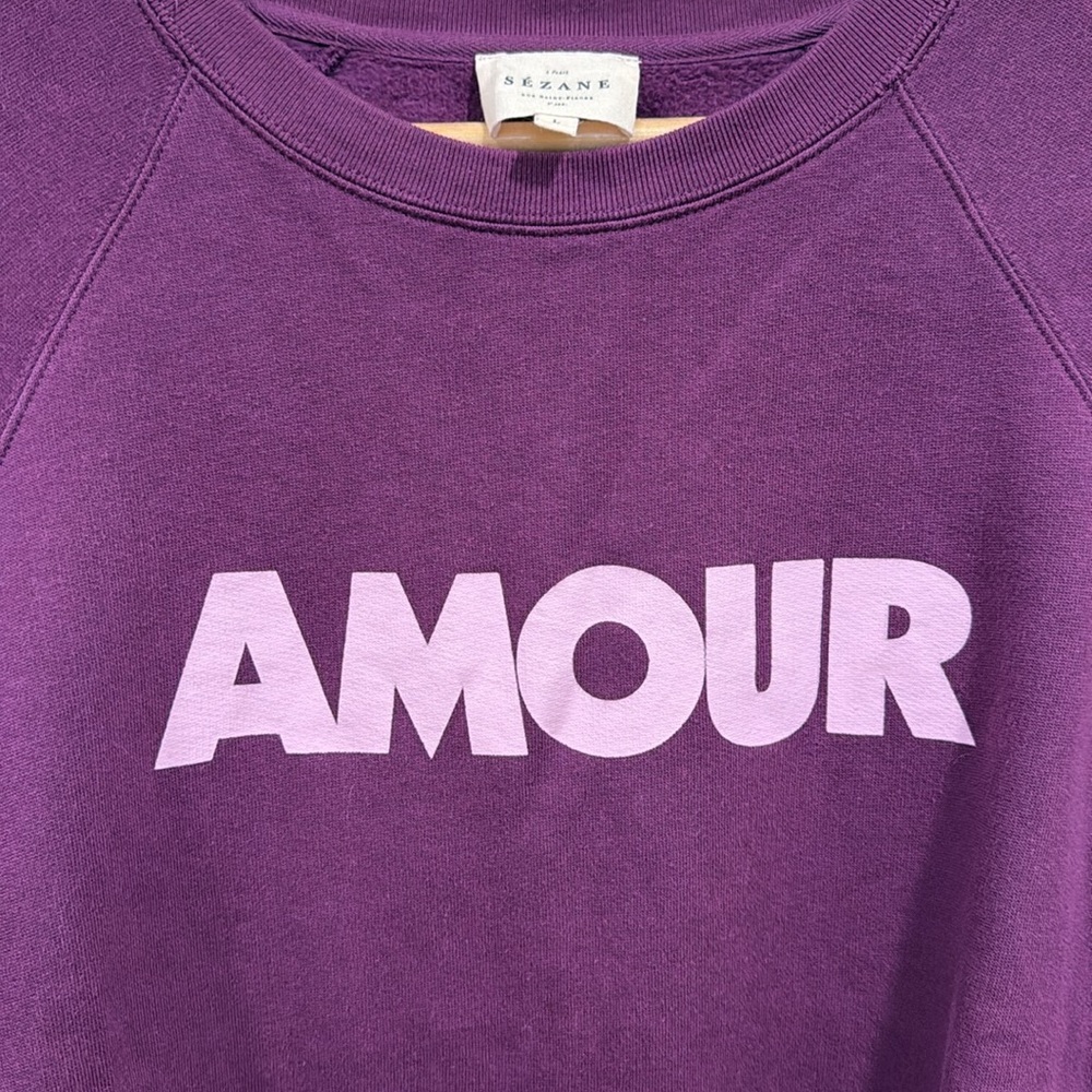 SEZANE Retro “Amour” Sweatshirt in Purple sz L - Picture 6 of 8